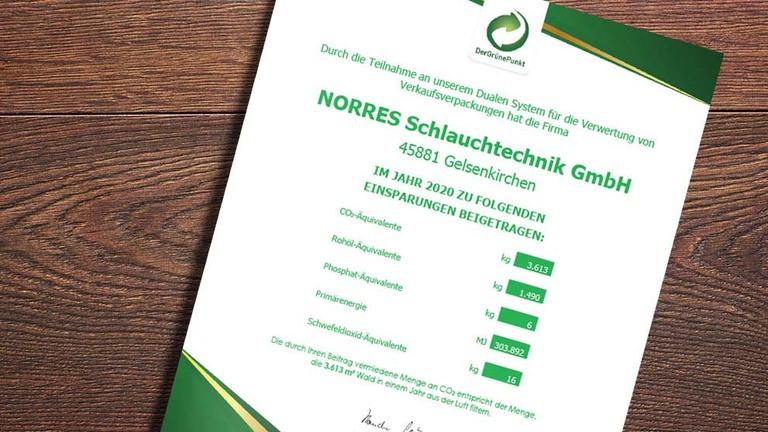  Umweltzertifikat Grüner Punkt für NORRES